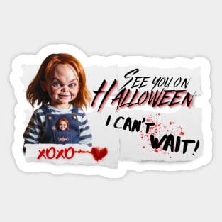 See you Halloween letter mesage Chucky doll 2 Sticker